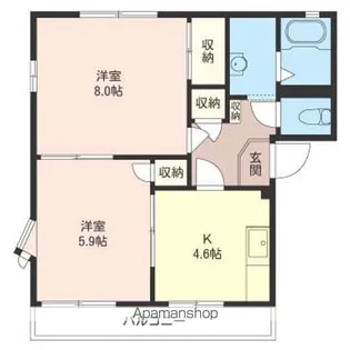 ウインズB棟【102号室】の間取り