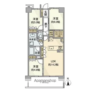リーフィアレジデンス杉並井草森公園【3階】の間取り
