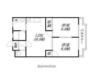 2LDKの間取り画像
