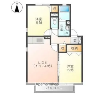 CHRYSANTHEMUM A棟【202号室】の間取り