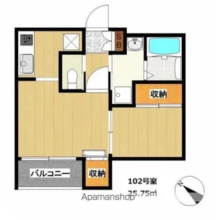 SMILEAX郡元【102号室】の間取り