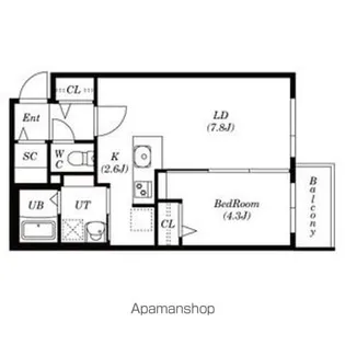 PORTE BONHEUR(ポルトボヌール)【4階】の間取り