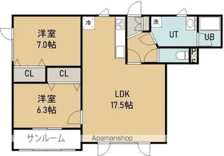 ウエスト桔梗【203号室】の間取り