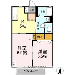 グリーンハイツ浜尾 A【2階】の間取り
