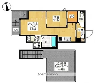 GRANDTIC 煌(グランティック コウ)【203号室号室】の間取り