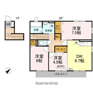 トワ・ヴェール A棟【2階】の間取り