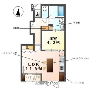 レヴメゾン神山四番館【1階】の間取り