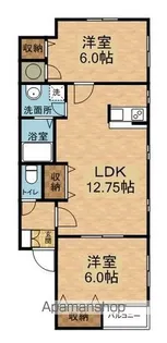 リベルティハウスB【202号室】の間取り