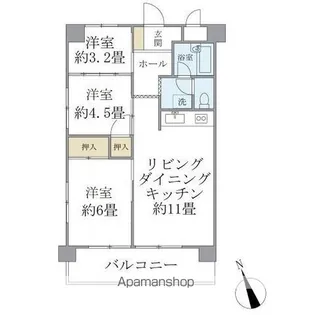 シャルム・K・カーサ【3階】の間取り