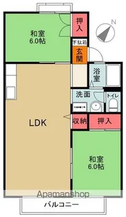 グリーンヒルズ八百真B棟【B201号室】の間取り