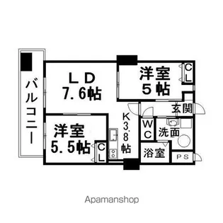 2LDKの間取り画像