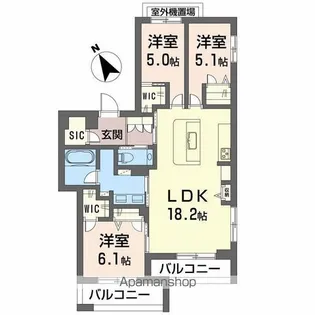 ペルル段原南【4階】の間取り