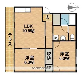 ラ・ポールB【1階】の間取り