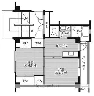 ビレッジハウス万富2号棟【4階】の間取り