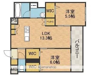 リエゾン奥雲城【3階】の間取り