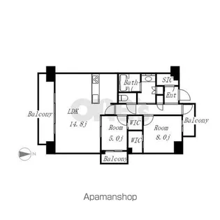 アンアージュ白壁【13階】の間取り
