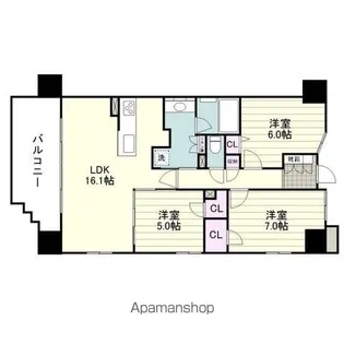 レーベン加治屋町 MID CORE【1102号室】の間取り