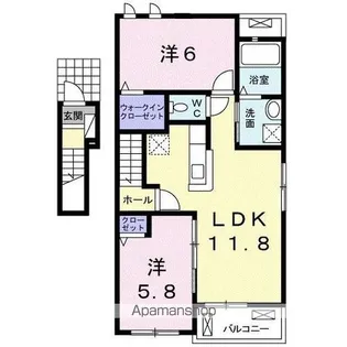 スカイ パームB【2階】の間取り