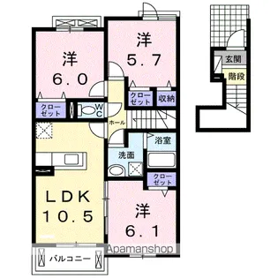 クラールプレディエB【2階】の間取り
