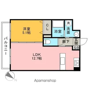 AQUALIA千早【605号室】の間取り