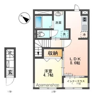 仮称)北初富 東中沢1丁目アパート【2階】の間取り