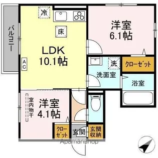 ブリリアントYN【1階】の間取り