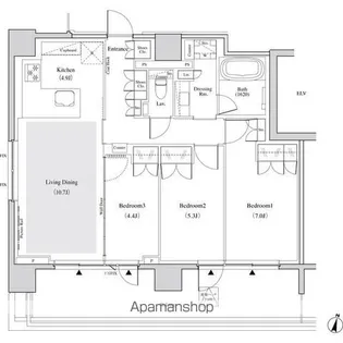 ザ・パークハビオ代々木【7階】の間取り