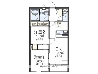 レオパレスピュアタウン【2階】の間取り