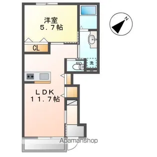 クレディール【101号室】の間取り
