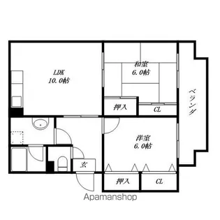 東英ハイツ弐番館【206号室】の間取り