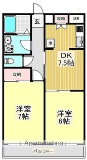 ソレアード小台【3階】の間取り