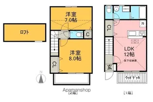 愛知県半田市花園町5丁目【テラスハウス】の間取り