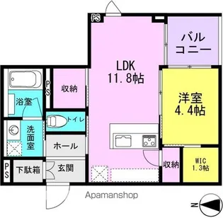 リスタ塚口【102号室】の間取り