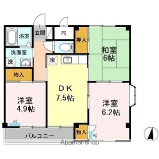 サンライズいわざき【3階】の間取り