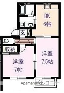 ヴェルジェヒラハラ【101号室】の間取り