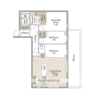 クラリティア横濱反町【2階】の間取り
