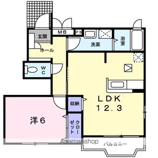 カーザ・フィオーレⅢ【1階】の間取り