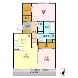 オ・ソレイユABIKO【3階】の間取り