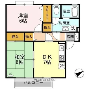 シャトル沖浜 A棟【1階】の間取り