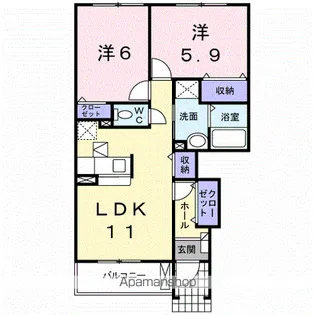 カルム ハーネス B棟【1階】の間取り
