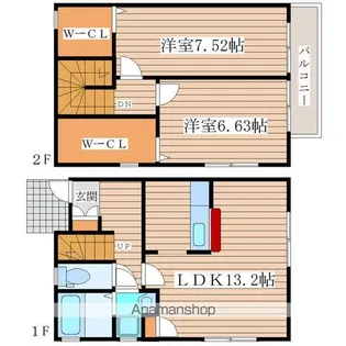 宮城県仙台市青葉区栗生4丁目【テラスハウス】の間取り
