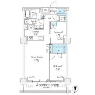 フロンティアレジデンス錦糸公園【6階】の間取り