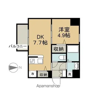 1DKの間取り画像