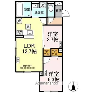 セレスティア扇V【1階】の間取り