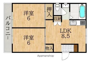 あやめ池ハイツA棟【3階】の間取り