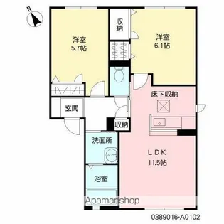 パンシオン・クレール A棟【102号室】の間取り