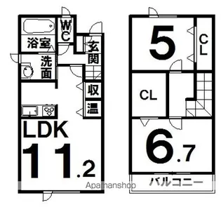 北海道帯広市西二十四条南3丁目【テラスハウス】の間取り