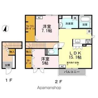 NOTRE MAISON III・V(ノートルメゾンスリーファイ【2階】の間取り