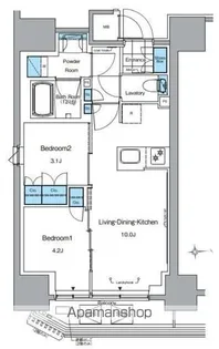 ルフォンプログレ田原町【7階】の間取り