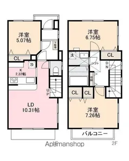 ヨーロピアンシャレー牟礼六万寺タウンハウス【104号室】の間取り